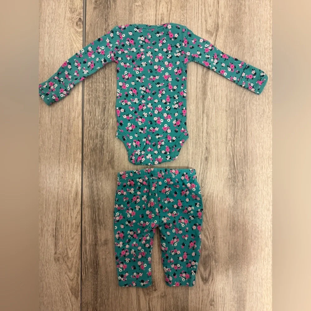 Floral Baby long sleeve onesie and Pants Set